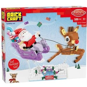 Brickcraft Rudolph the Red-Nosed Reindeer Santa’s Sleigh (586 Pc Set)